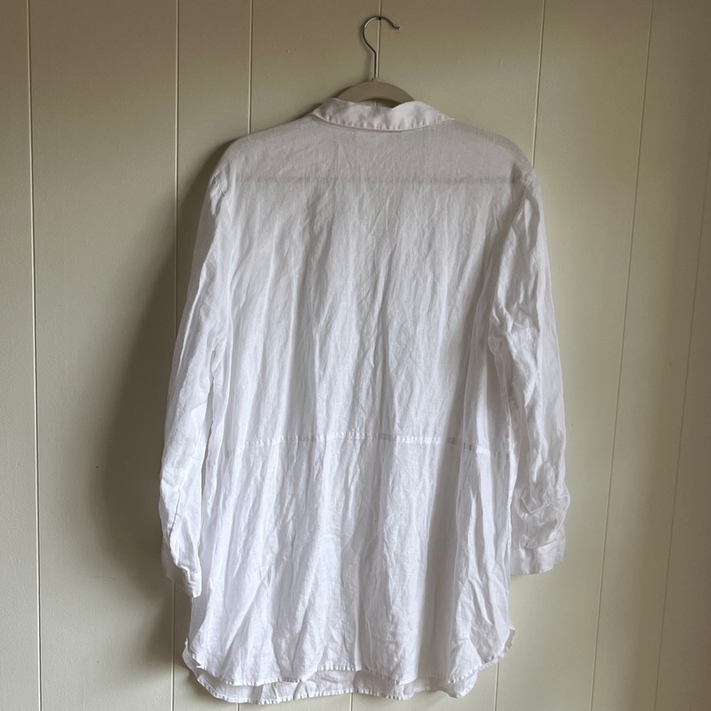 J. Jill White Women's Linen Tunic Top Sz XL Coastal Grandma Beach Vacation - Picture 8 of 8